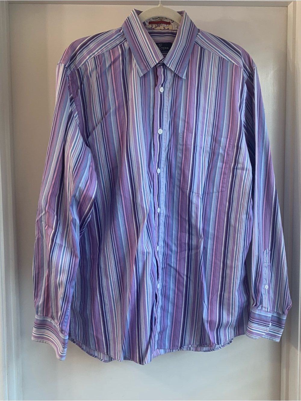 Bugatchi Uomo Men's Striped Button-Up Shirt Size L Long Sleeve